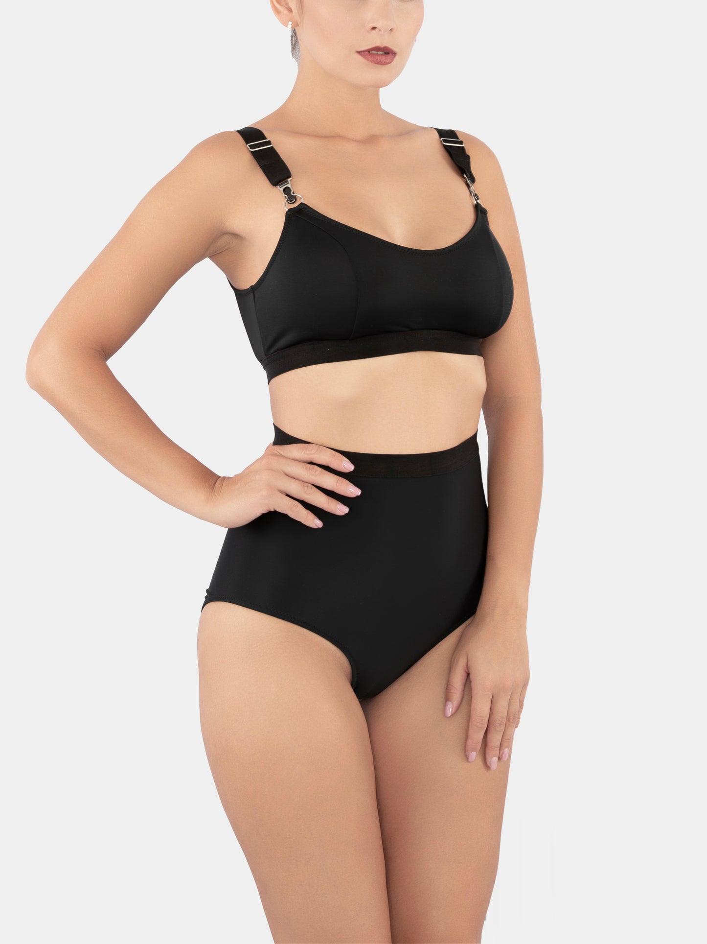HIGH WAISTED PANTY SWIM - BLOSSOM - BLACK