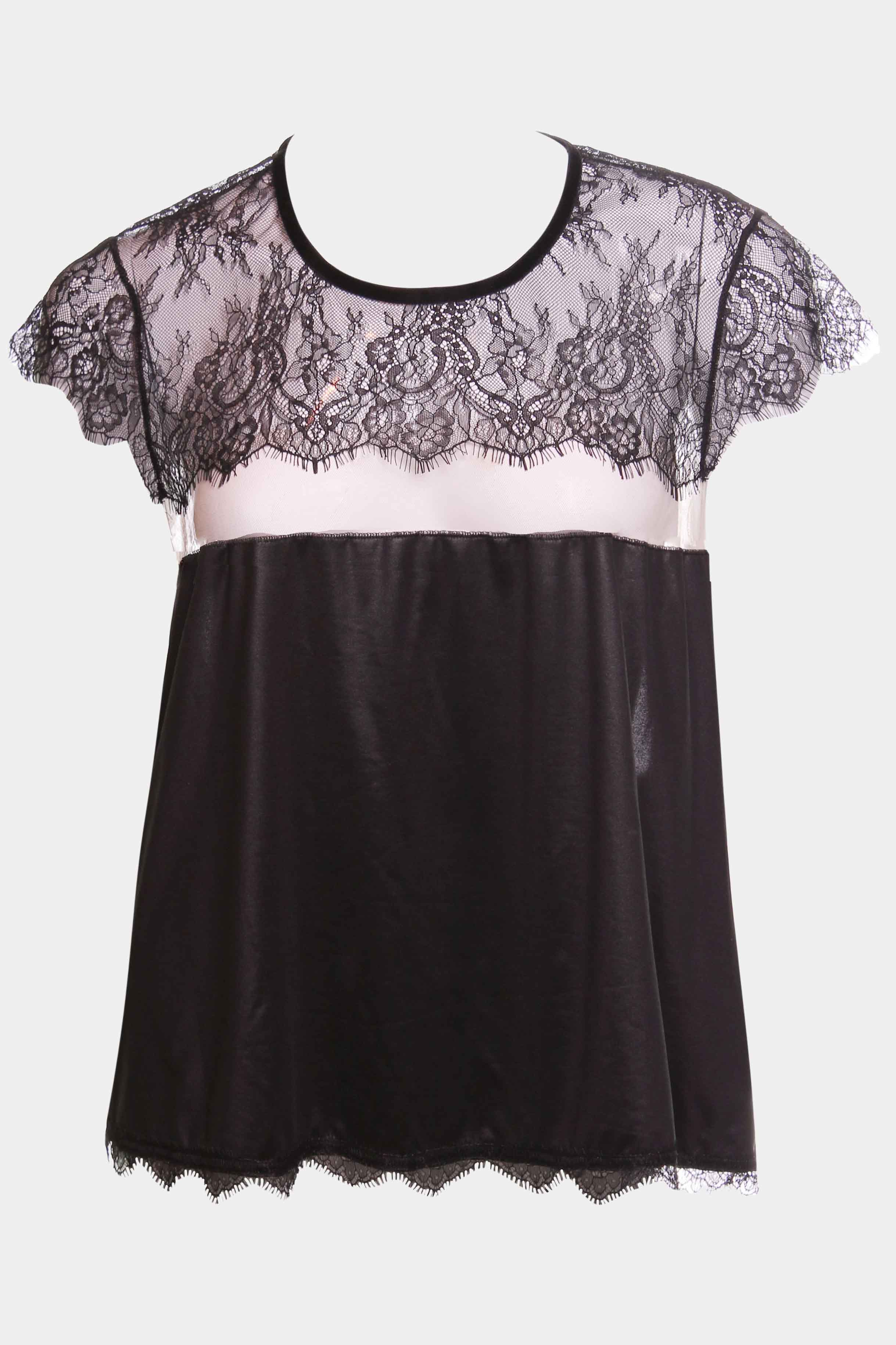 Kleopatra - Black - Tops – mežģīnes ar skropstiņām un caurspīdīgs tīkliņš