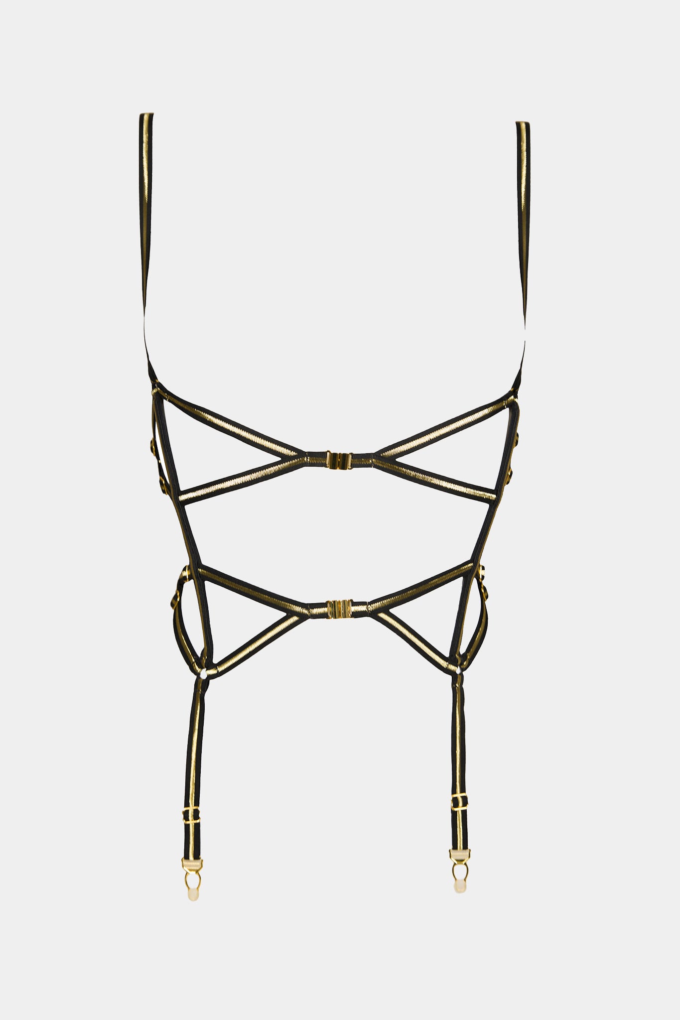 BLACK QUEEN - BLACK GOLD -SUSPENDER BELT