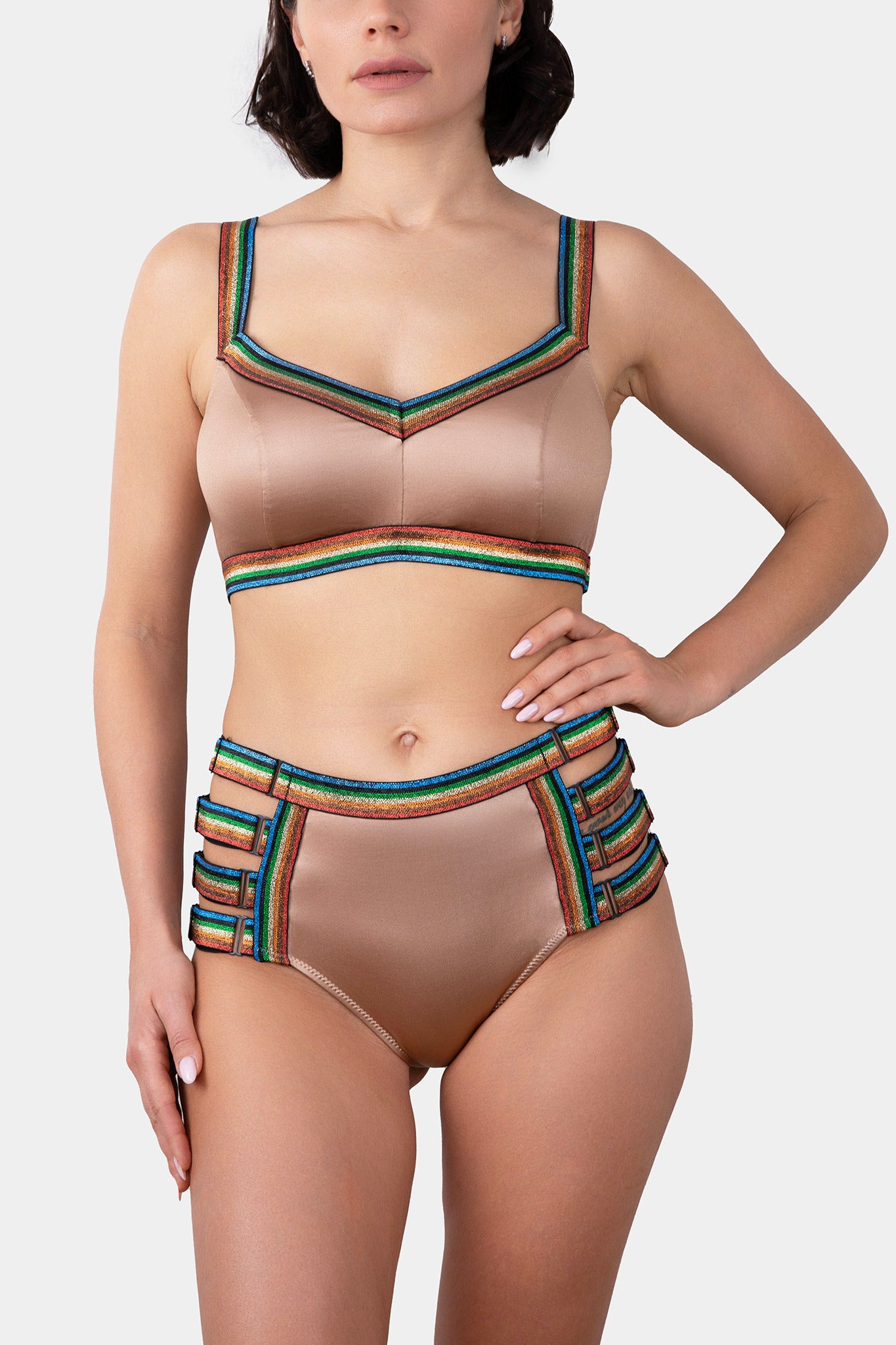 Hoch taillierter Slip SWIM - GALAXY - KAFFEE