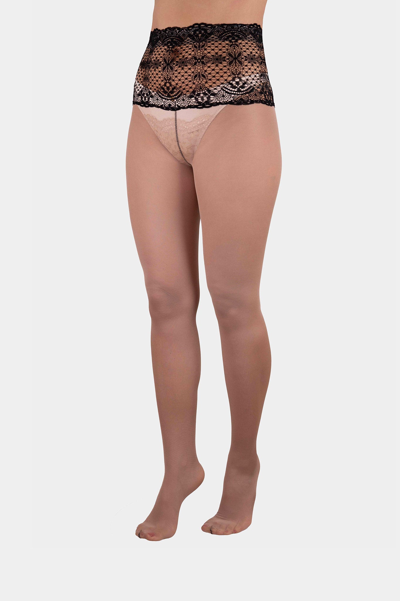 TIGHTS - ELITA - SKIN/BLACK