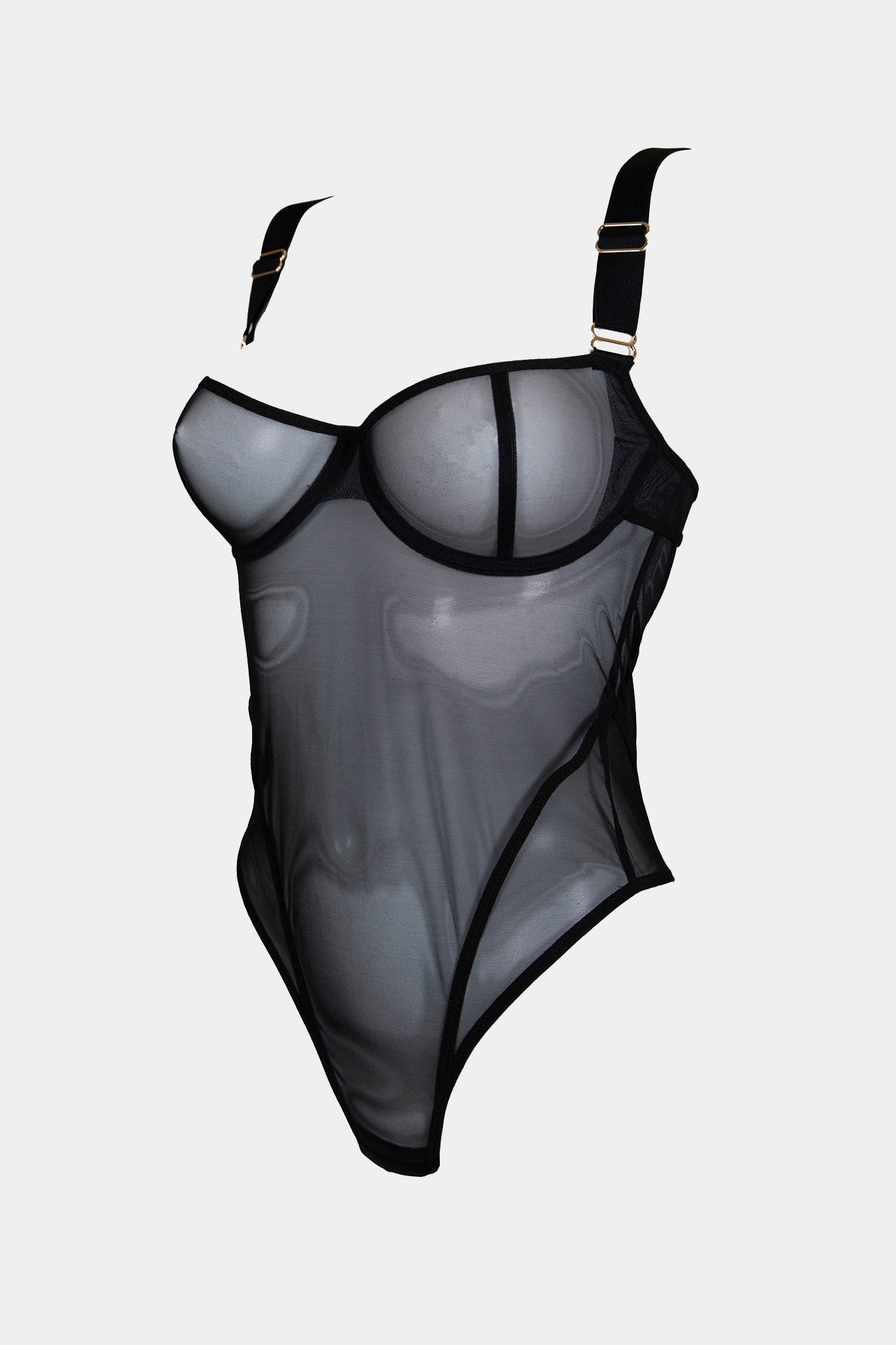 Coffee Latte - Black - Fashion soft cups wired bodysuit