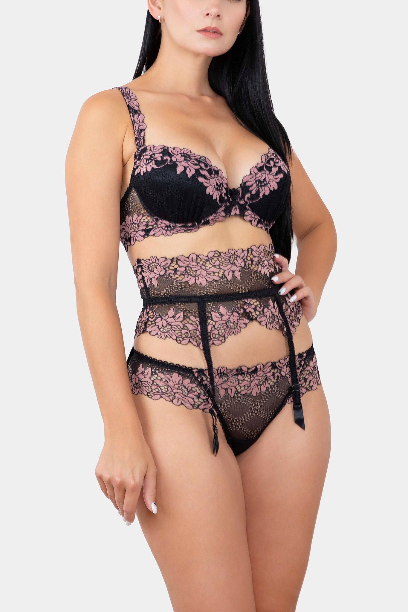 DANIELLA - BLACK PINK - SUSPENDER BELT