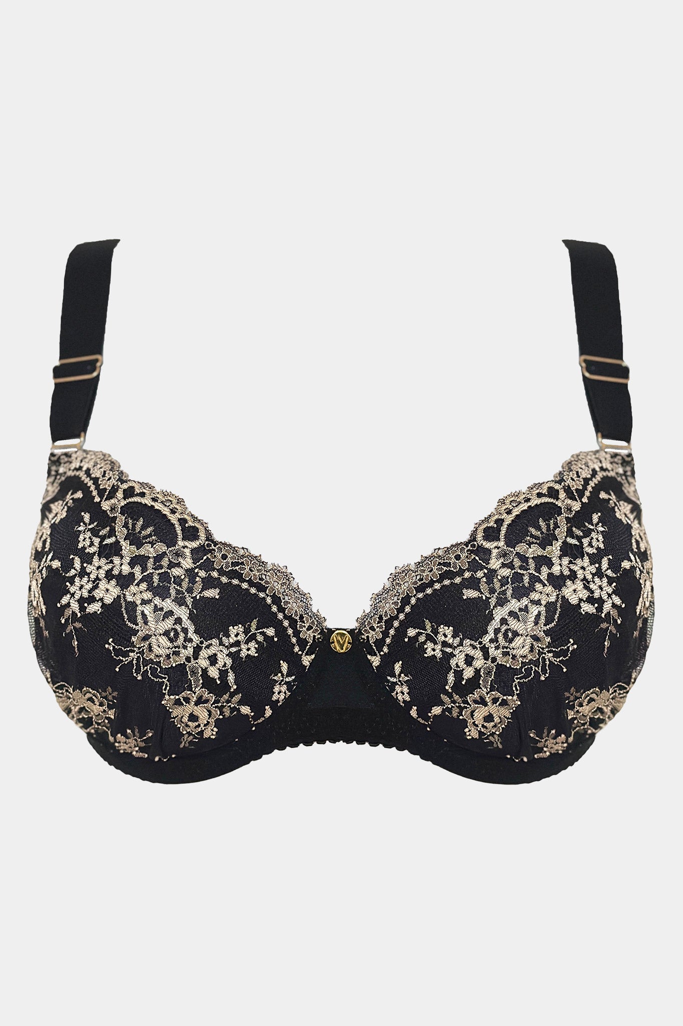 Ester - Melns - Push-up krūšturis ar stīpām un izņemamiem polsteriem