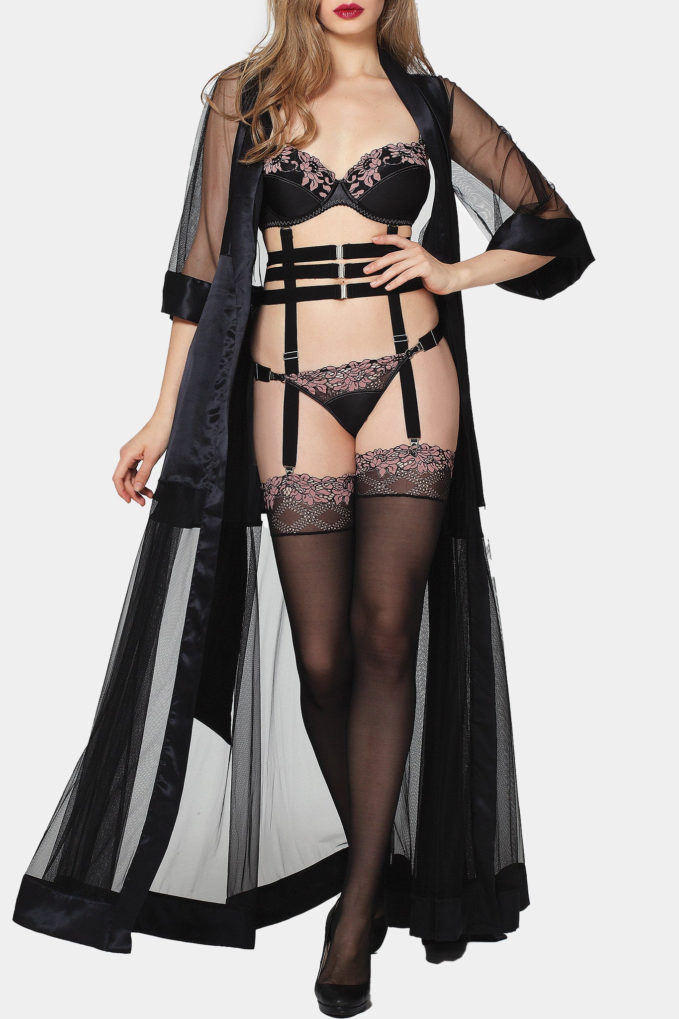 Kimono lang - HENRIETTA - SCHWARZ