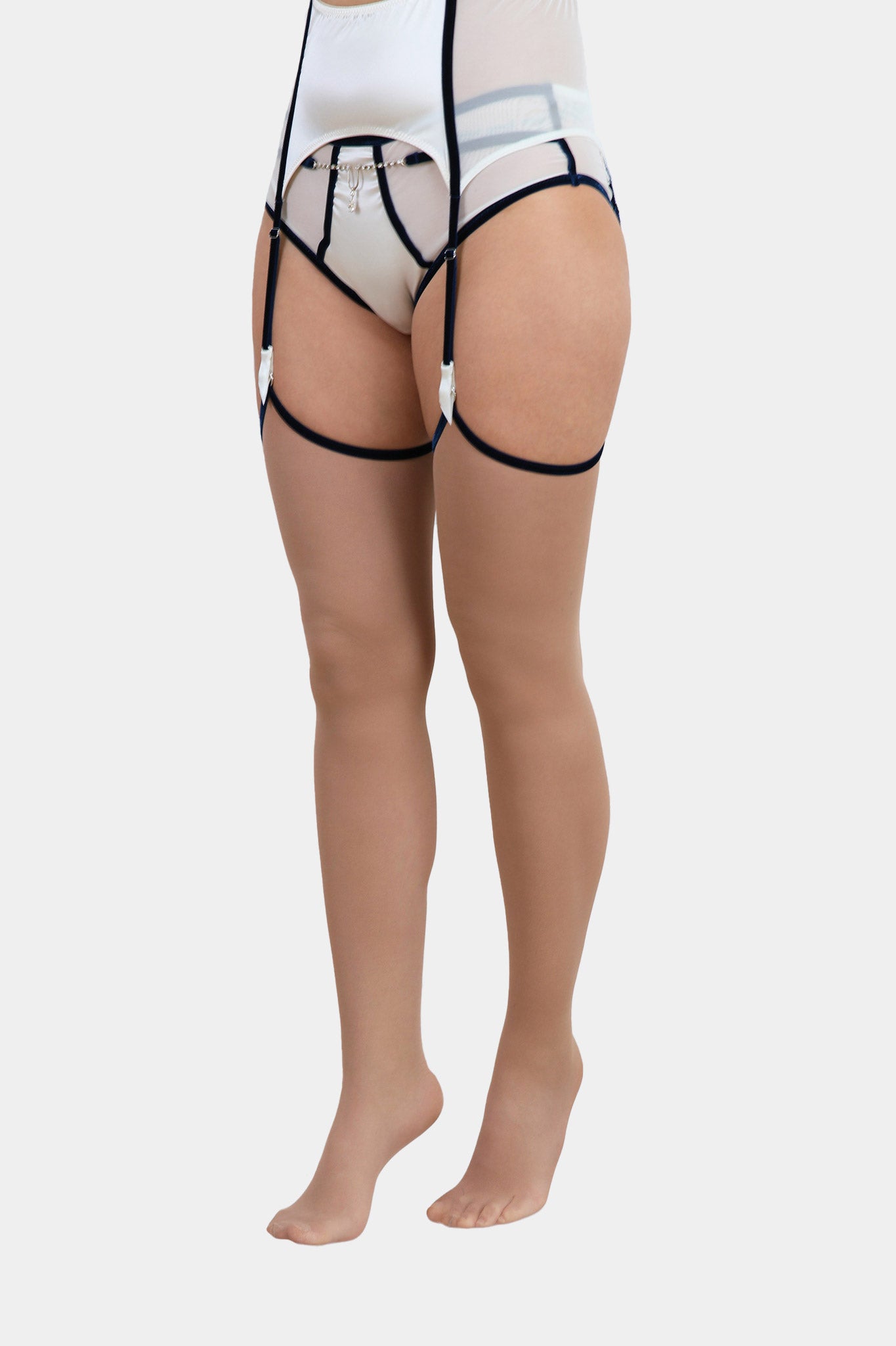 STOCKINGS - ISADORA - SKIN/BLUE