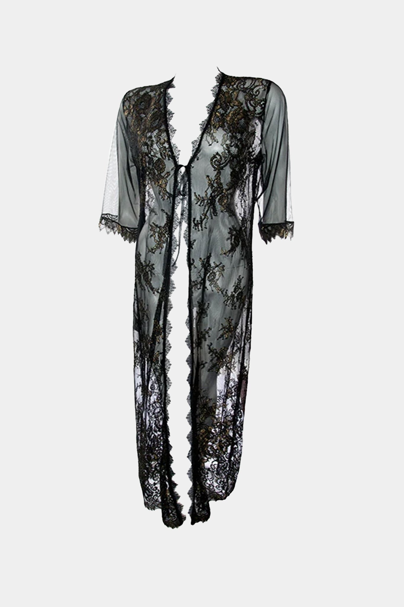 Kimono lang - JACQUELINE - SCHWARZ GOLD