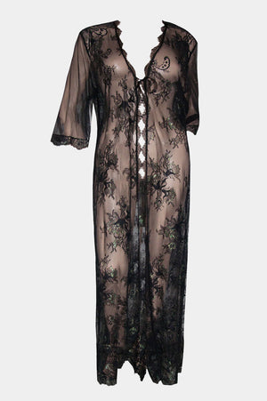 V.I.P.A Jacqueline black and green lace kimono robe, product shot