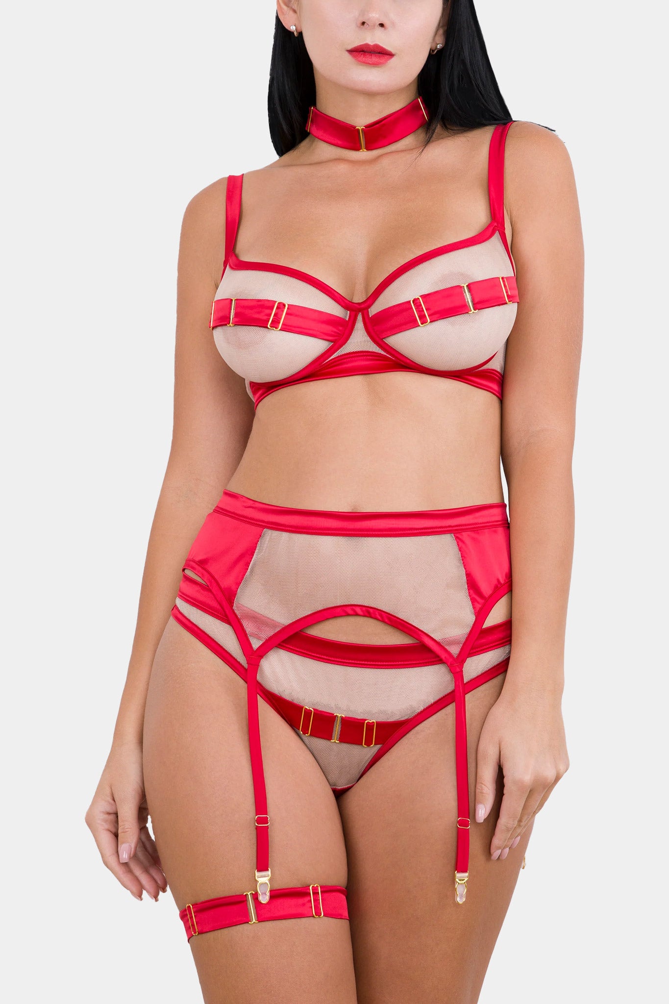 SUSPENDER BELT - ROYAL SAPPHIRE - RED