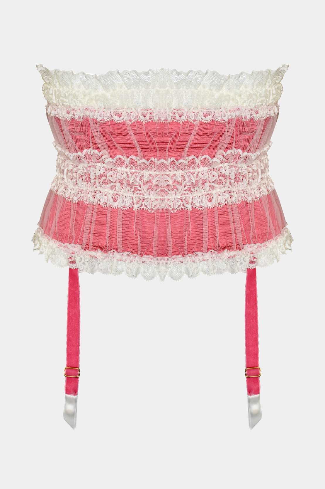 ANDREA - PINK/MILK - SUSPENDER BELT