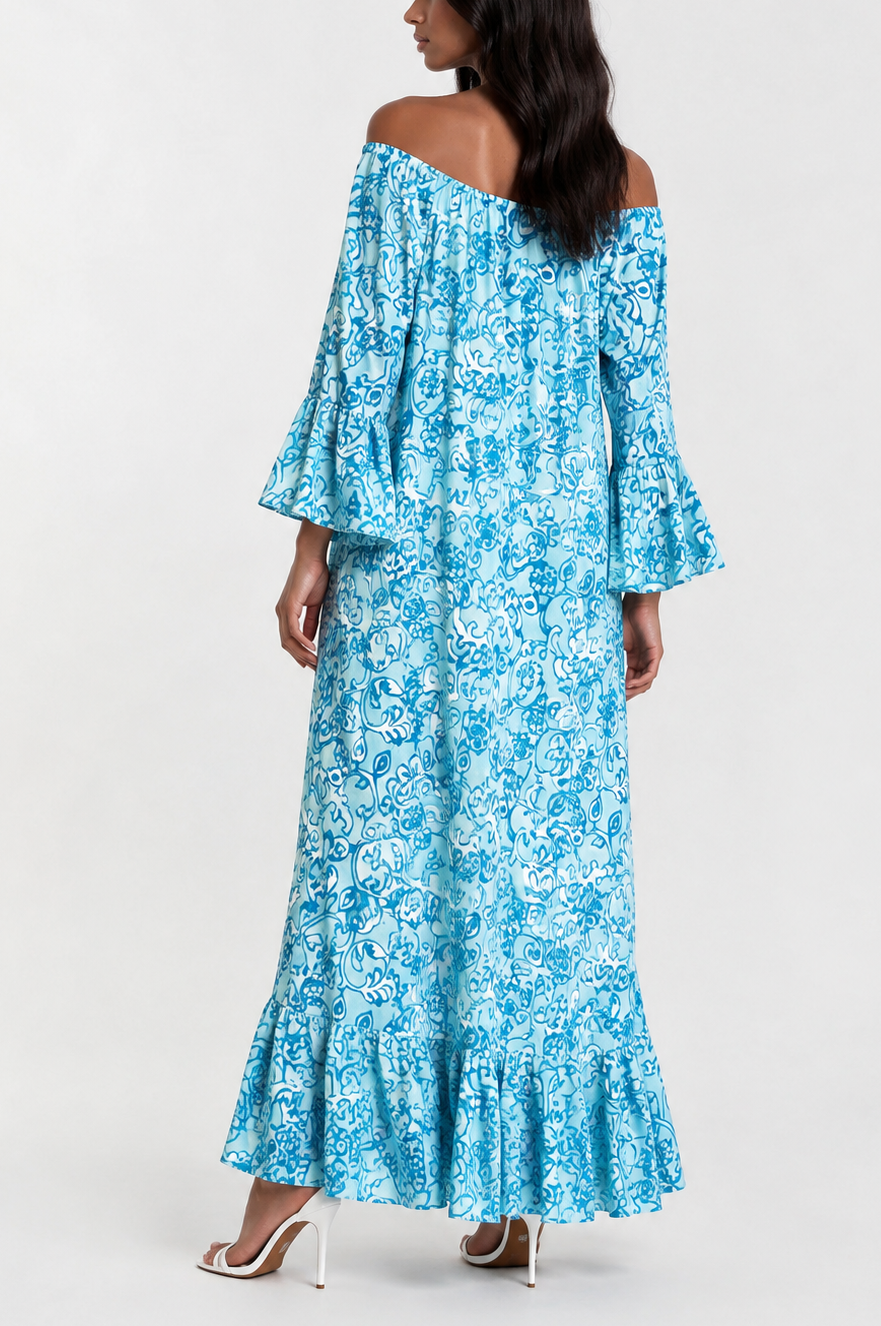 Ocean Blue - Print - Long dress