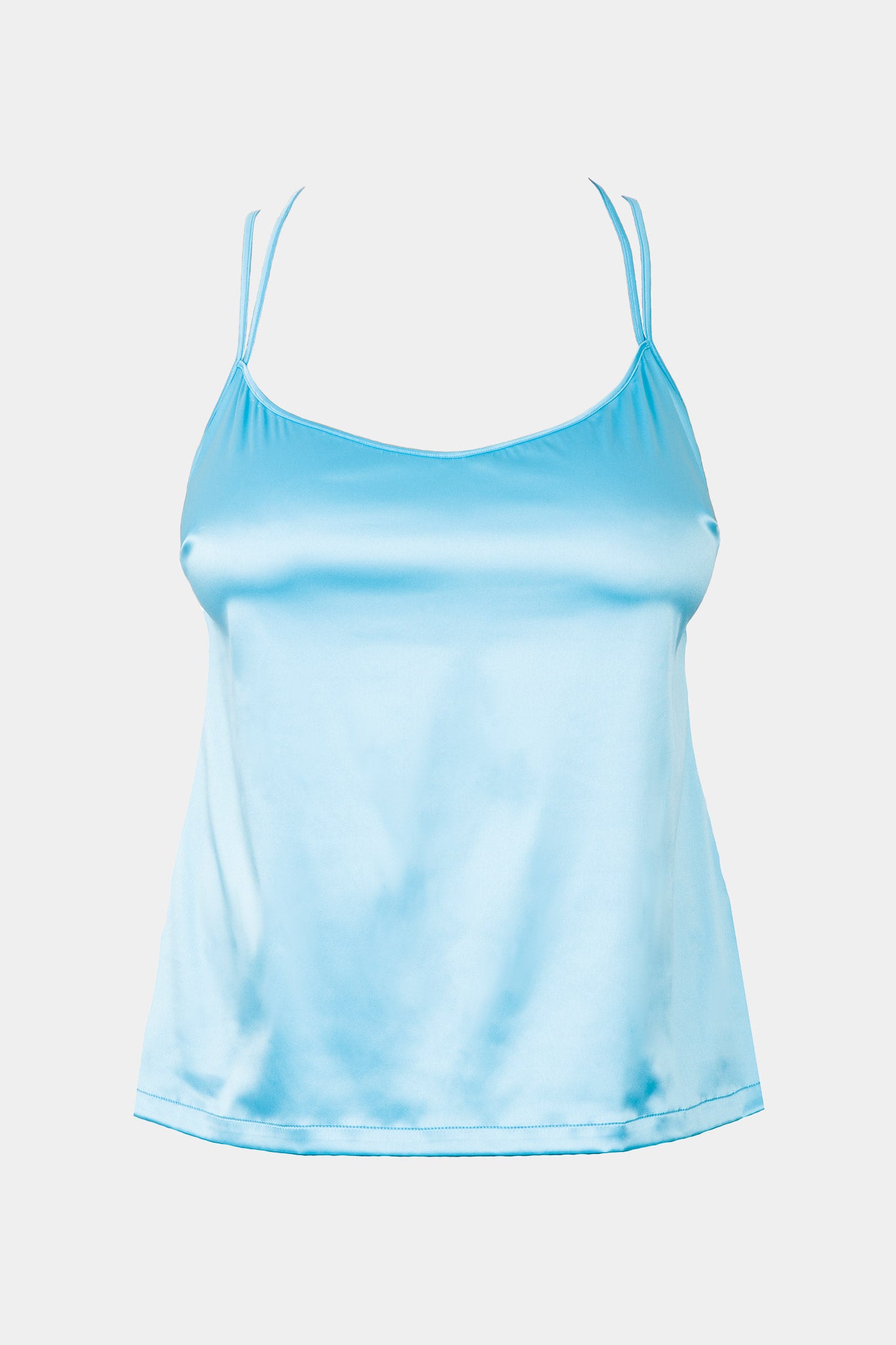 Luisa - Blue - Top made from soft elastic satin