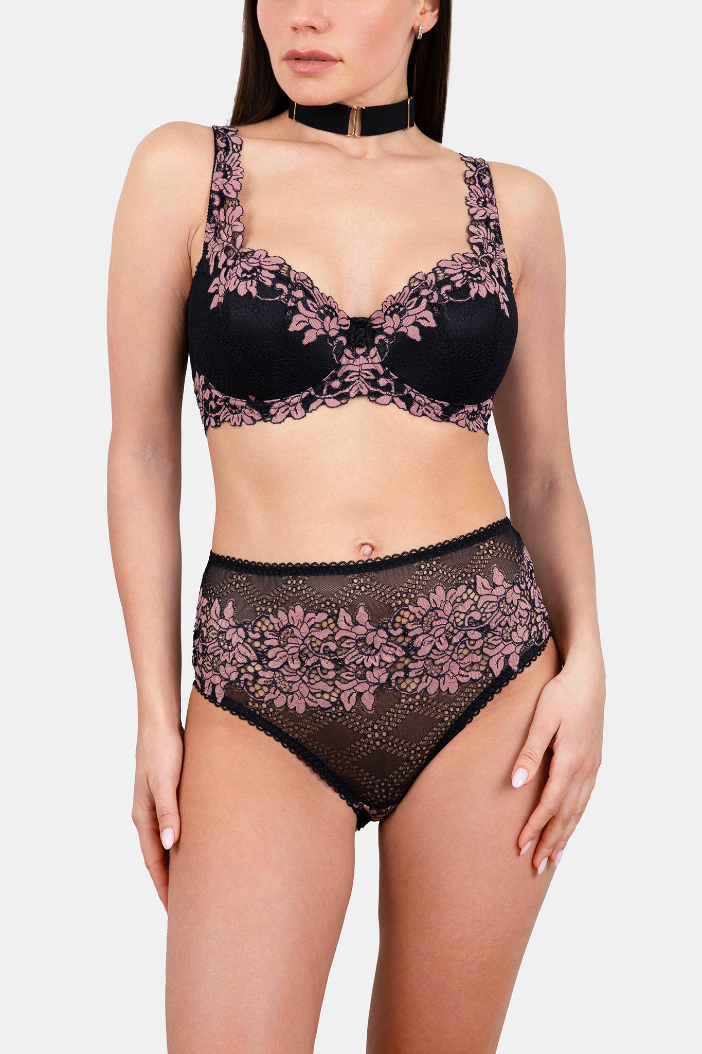 Daniella - Black/Pink - Balconette bra