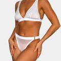 Coffee Latte - White - Fashion high-waisted thong