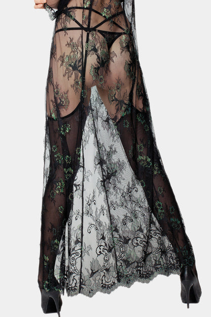 Kimono lang - JACQUELINE - SCHWARZ GRÜN