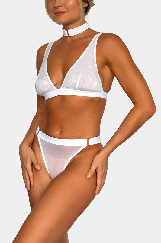 TRIANGLE BRA - COFFEE LATTE - WHITE