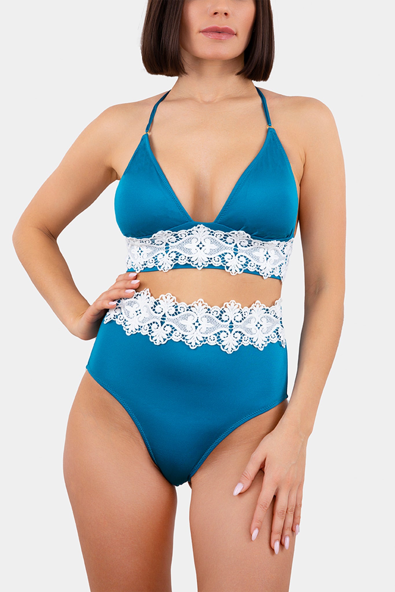 HIGH WAISTED PANTY SWIM - NICOLINE - BLUE