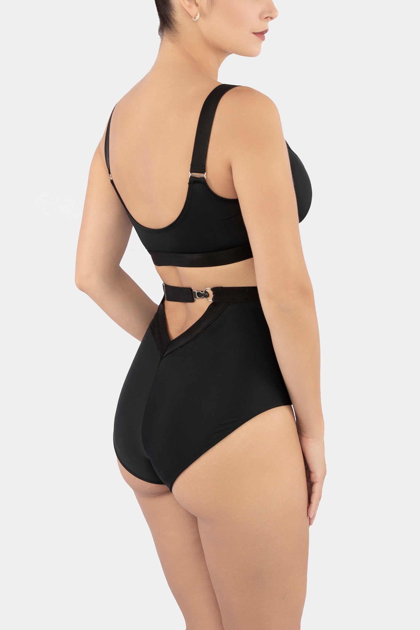 HIGH WAISTED PANTY SWIM - BLOSSOM - BLACK