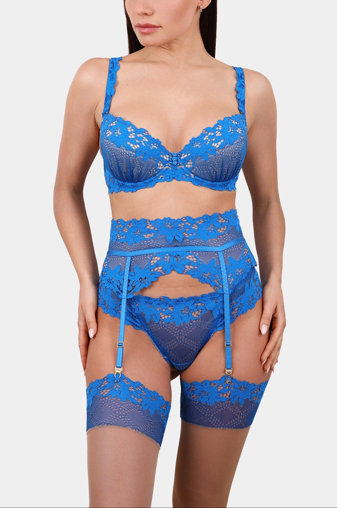 Daniella - Blue - Push-up bra with removable foam pads