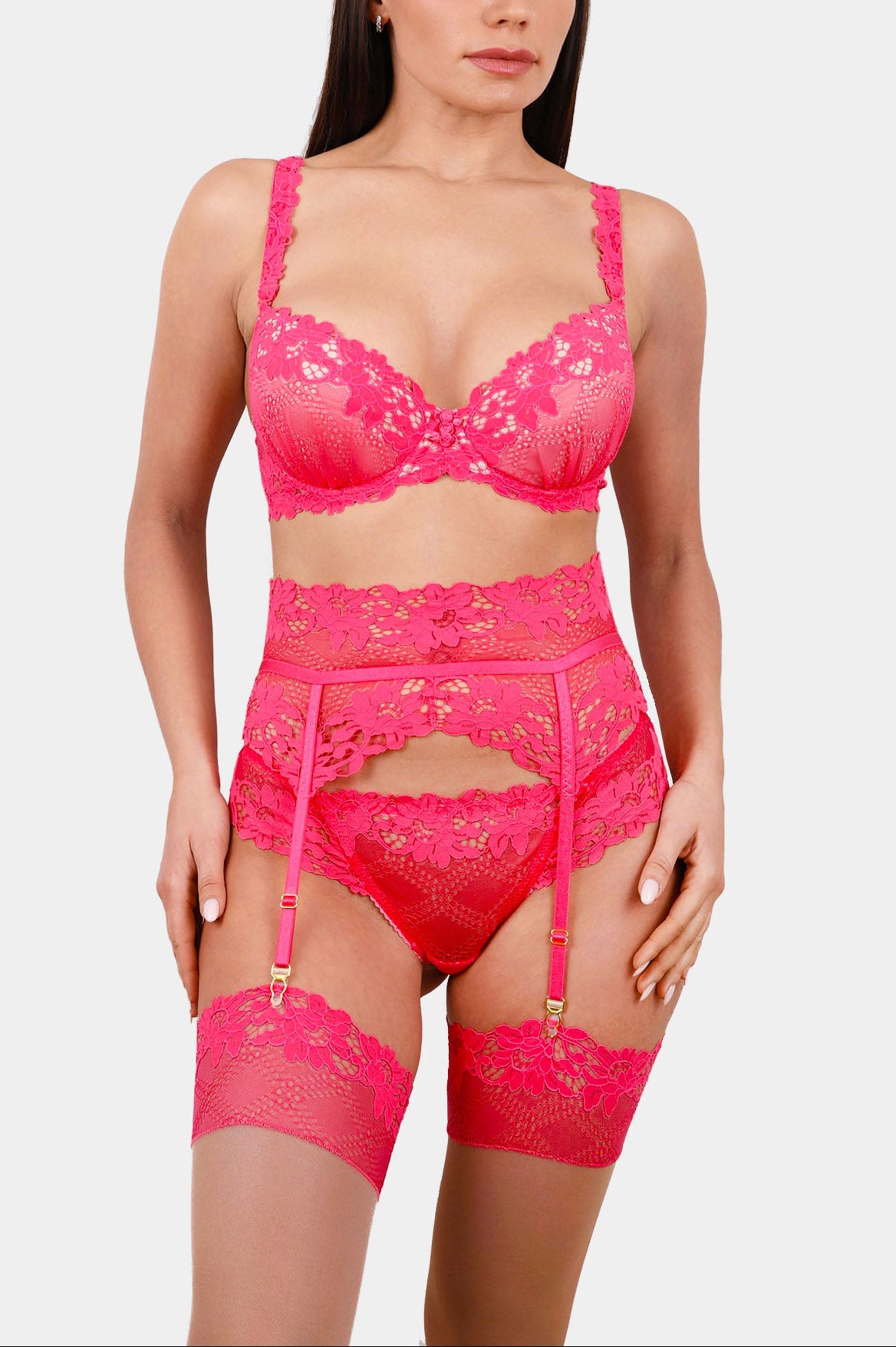 Daniella - Fuchsia - Push-up bra with removable foam pads