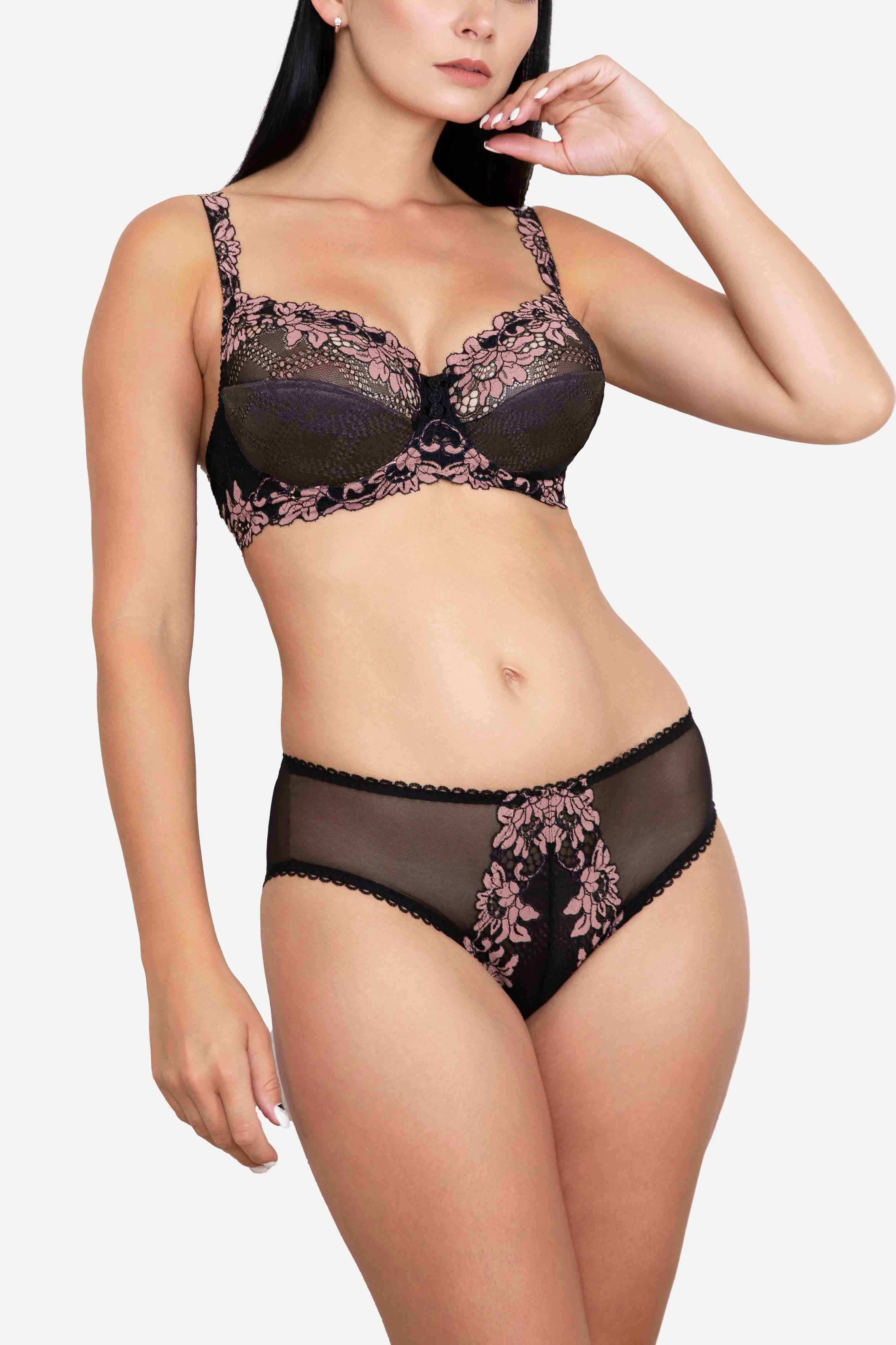 Daniella - Black/Pink - Soft-cup underwired bra