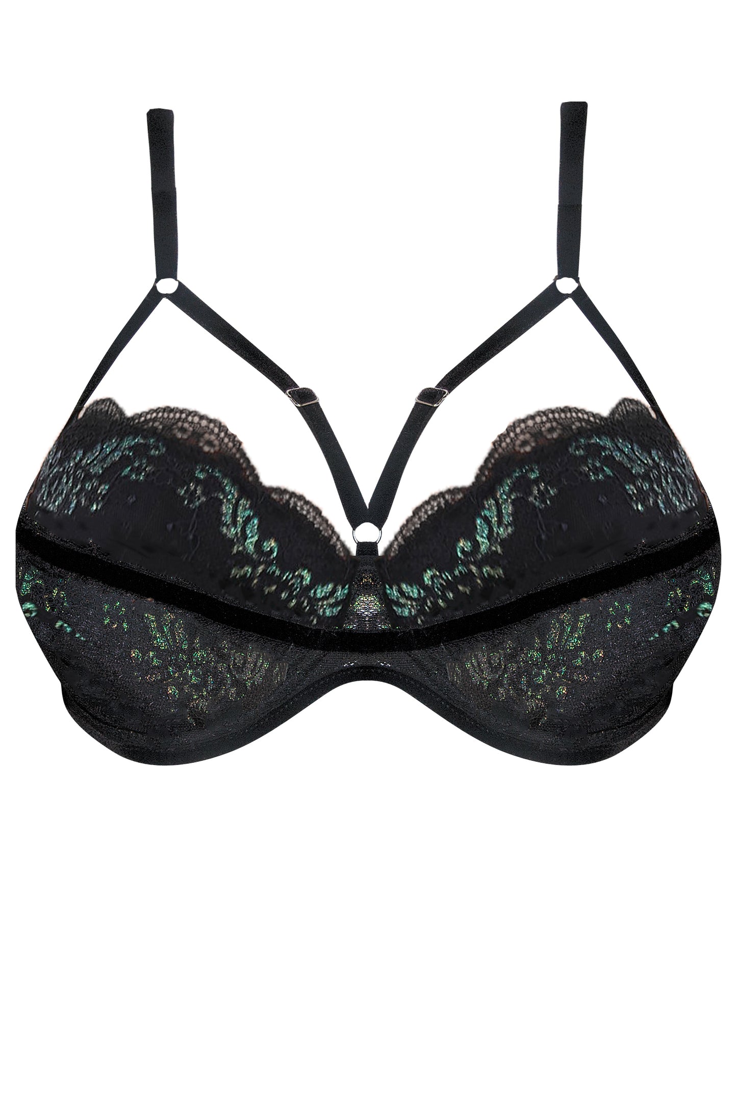 JACQUELINE - BLACK/GREEN - BRA PUSH-UP