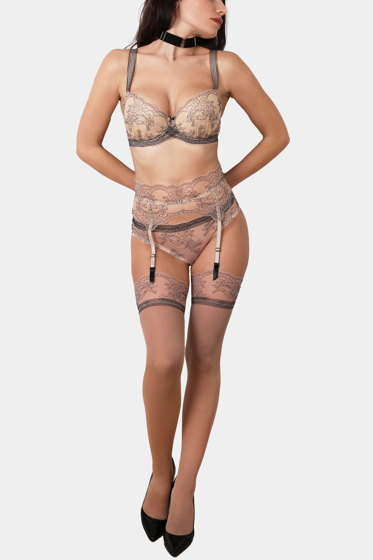 Tattoo Nude Stockings made out of run-resistant mesh - Nude