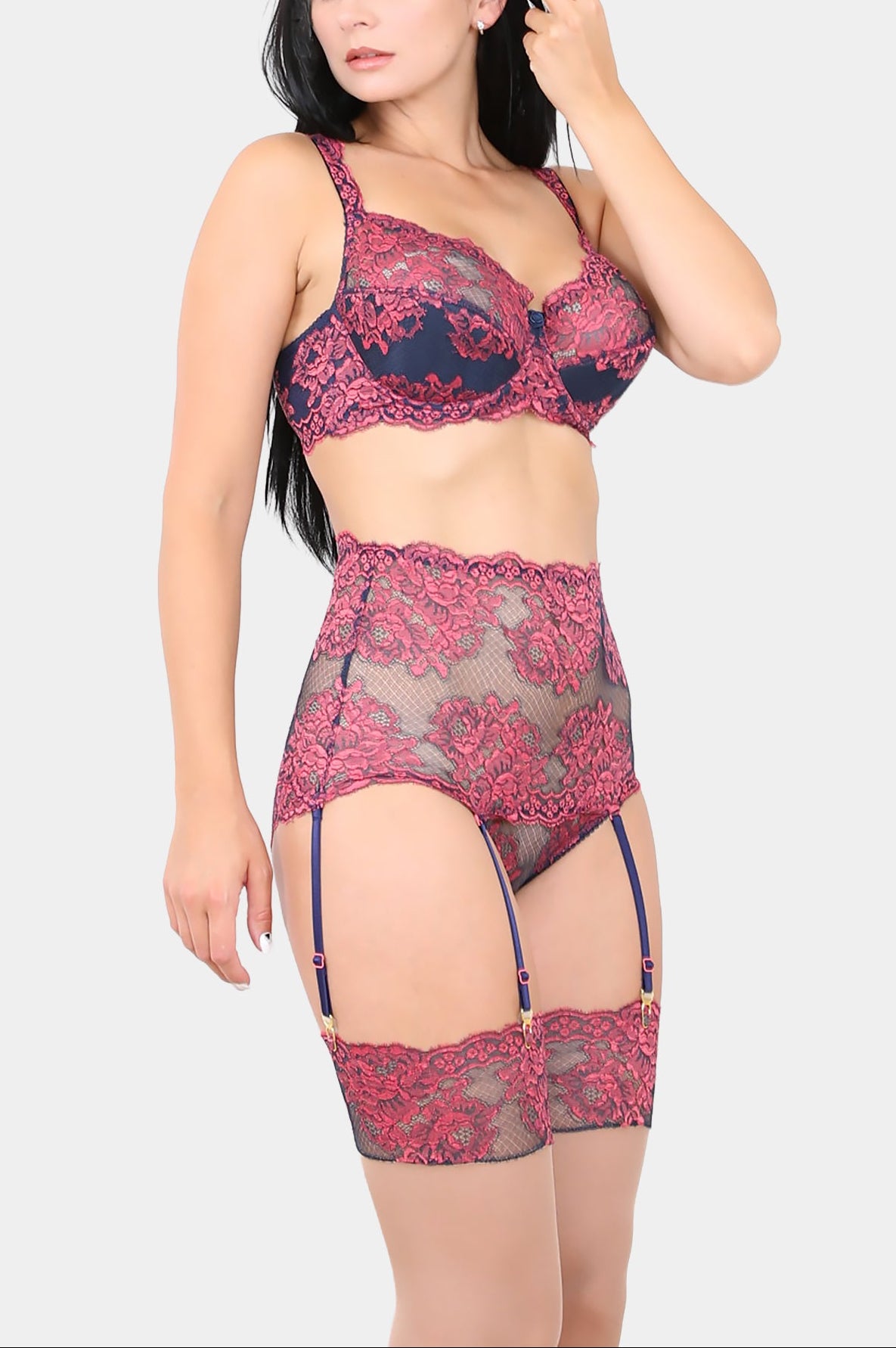 DEBORA - BLUE PINK - HIGH-WAIST PANTY