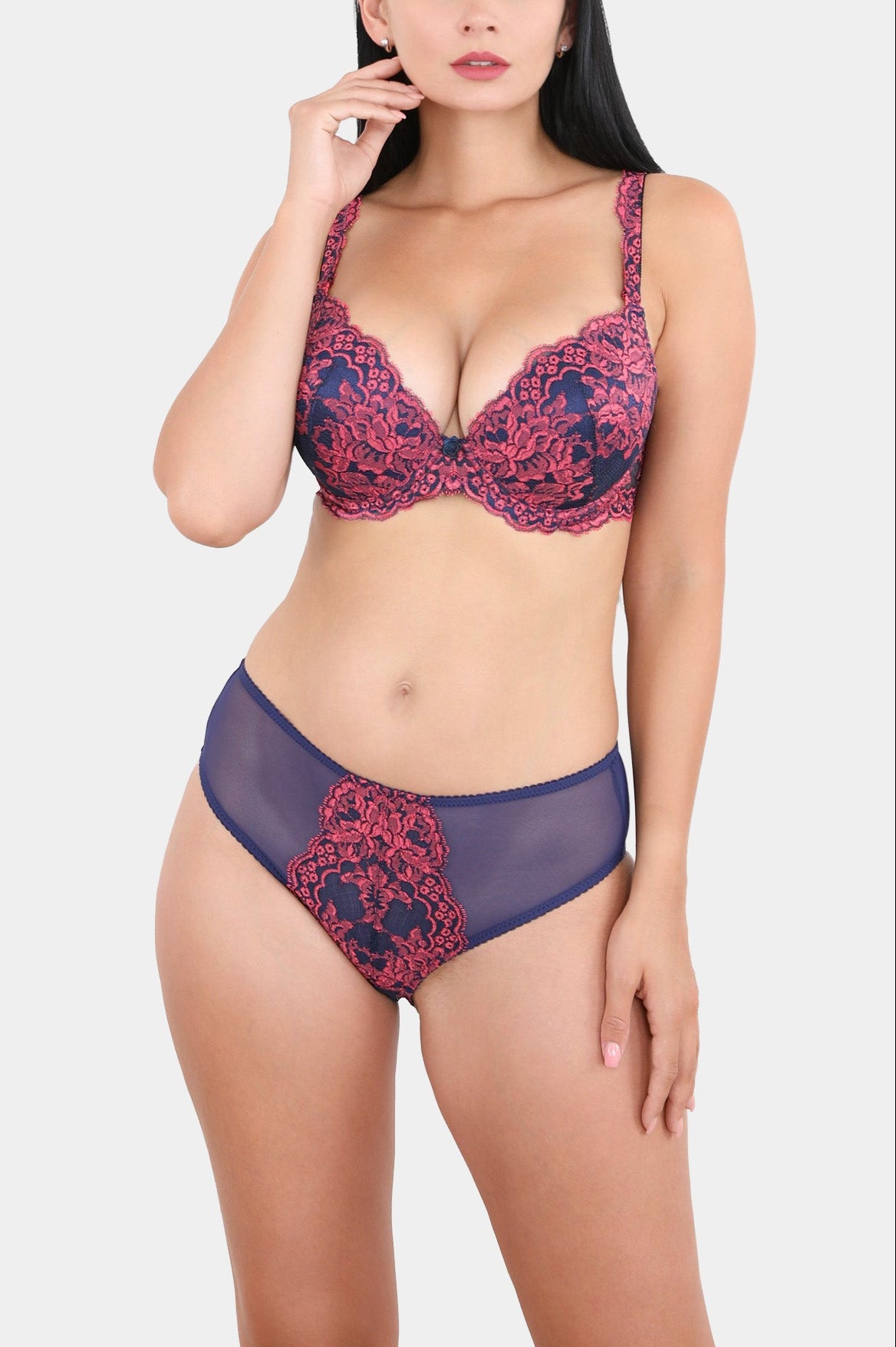 DEBORA - BLUE PINK - BRA SUPER PUSH-UP