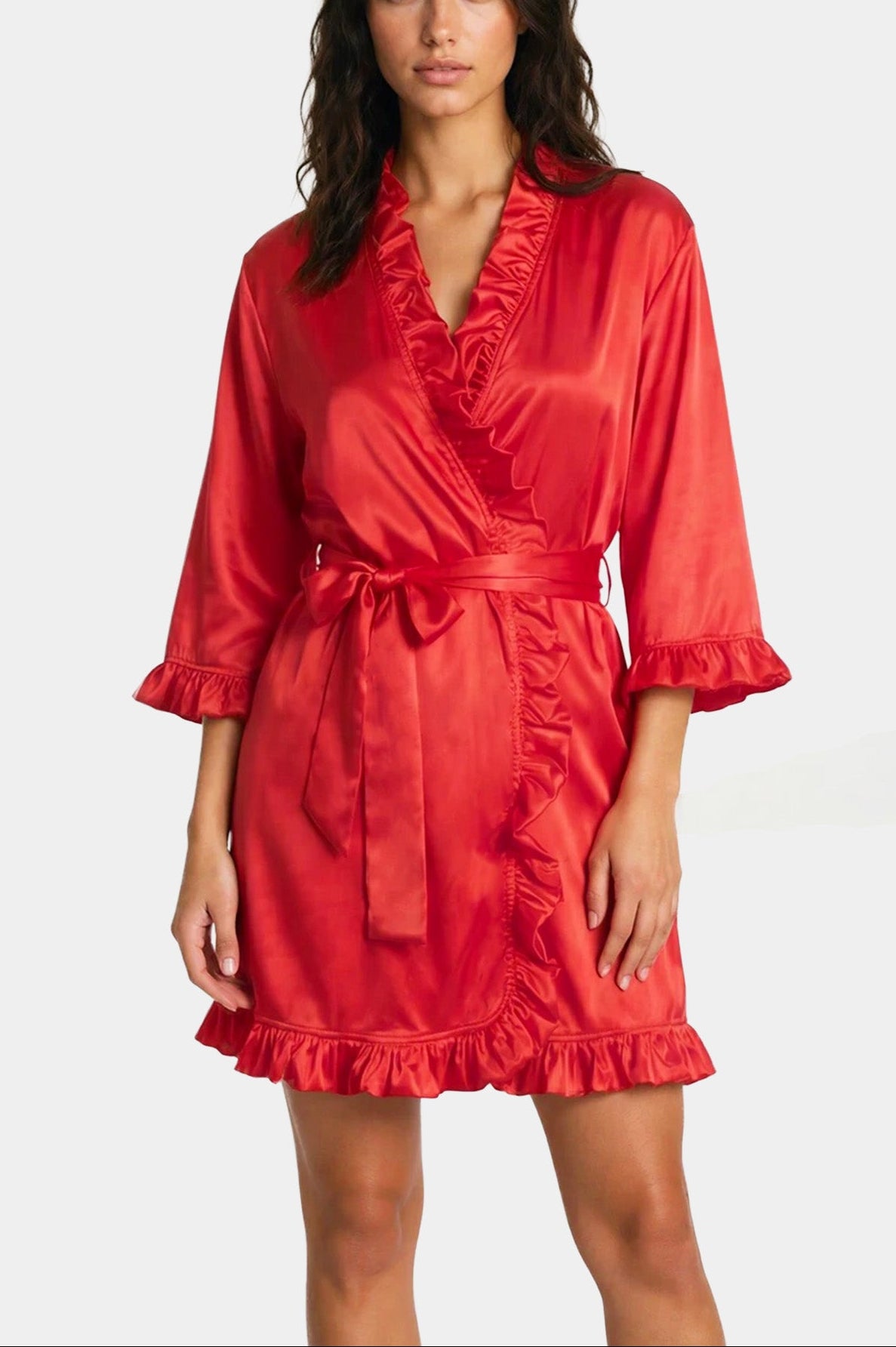 Luisa - Red - Kimono made of soft elastic satin