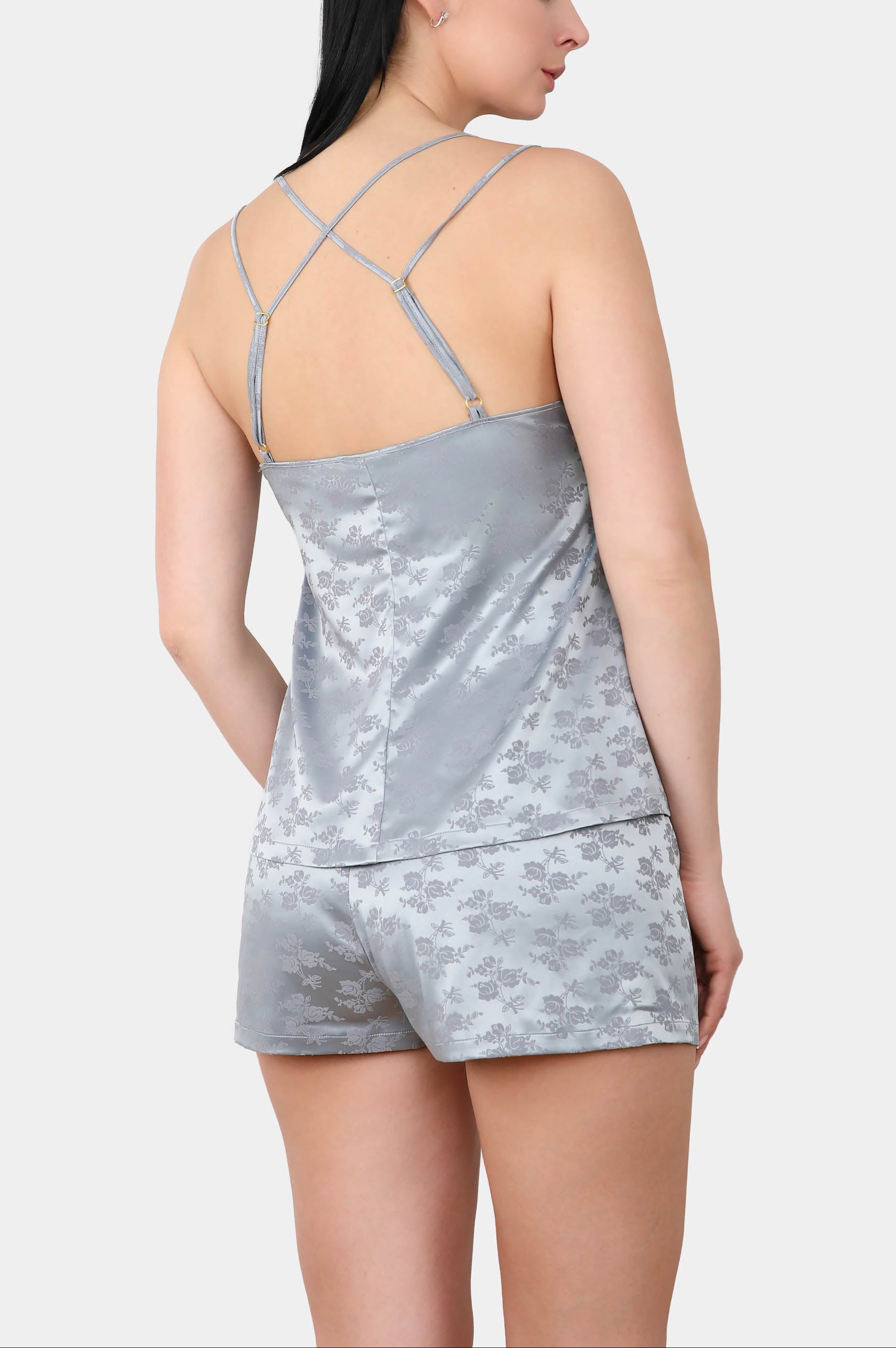 Luisa - Grey - Shorts made of elastic satin