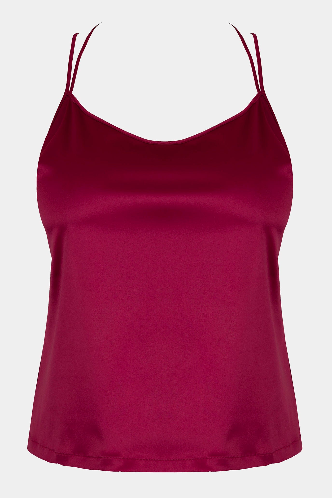 Luisa - Plum - Top made from soft elastic satin