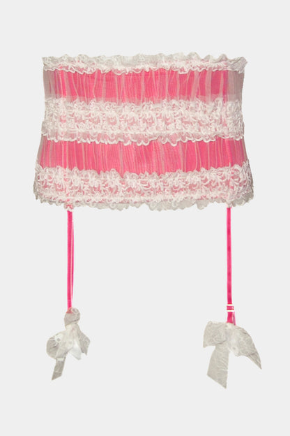 SUSPENDER BELT - ANDREA - PINK/MILK