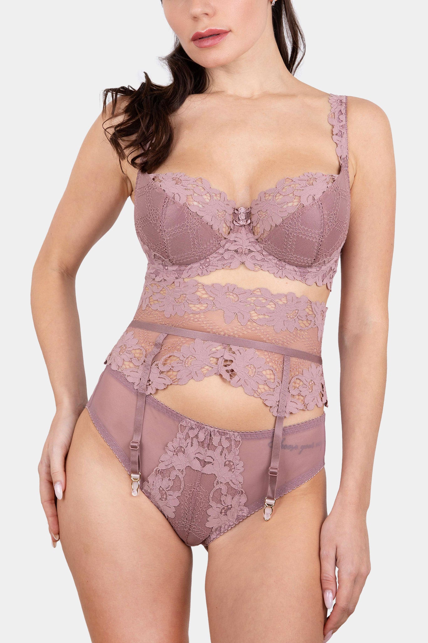 DANIELLA - OLD ROSE - SUSPENDER BELT