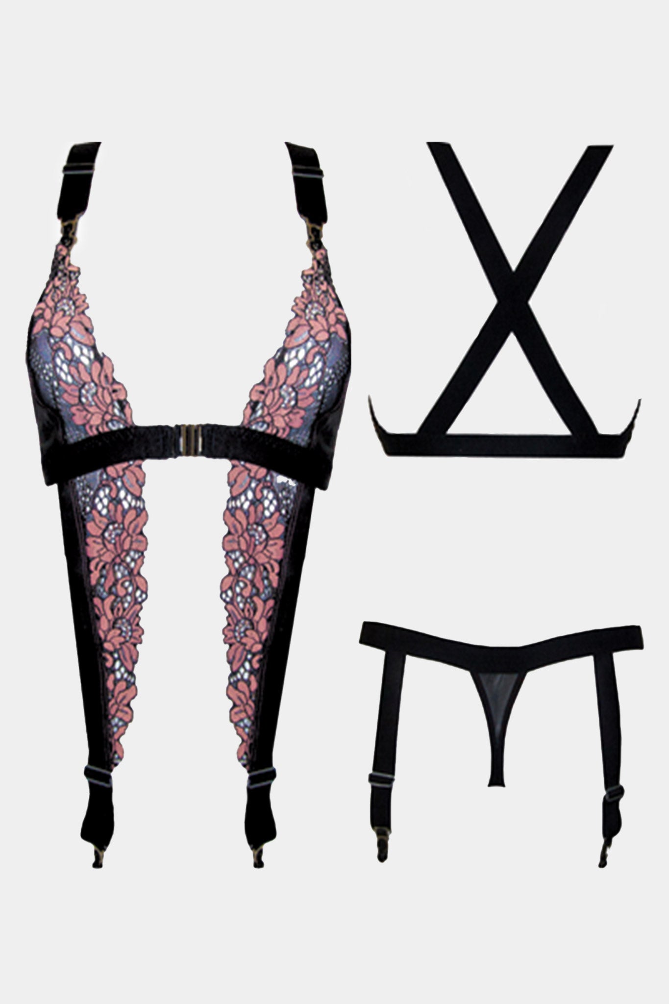 CORSET - HENRIETTA - BLACK PINK