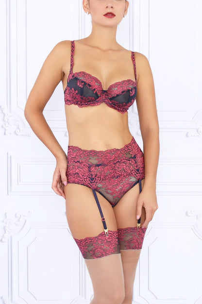 DEBORA - BLUE PINK - SUSPENDER BELT