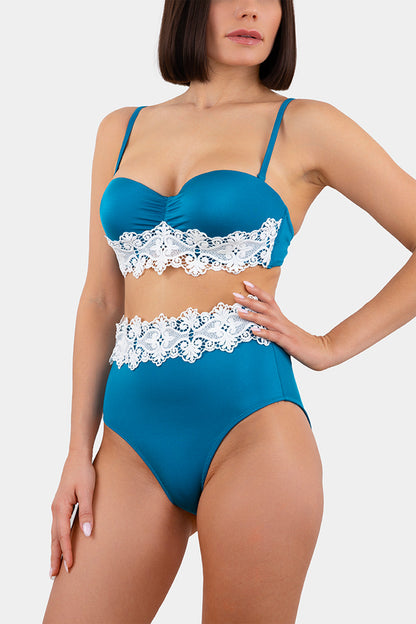 HIGH WAISTED PANTY SWIM - NICOLINE - BLUE