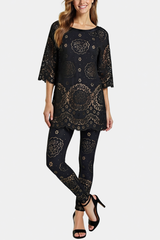Emilia - Black - Leggings made out of soft cotton and delicate allover lace