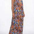 Ocean Blue - Print - Long dress with pockets