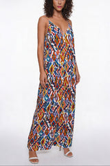 Ocean Blue - Print - Long dress with pockets