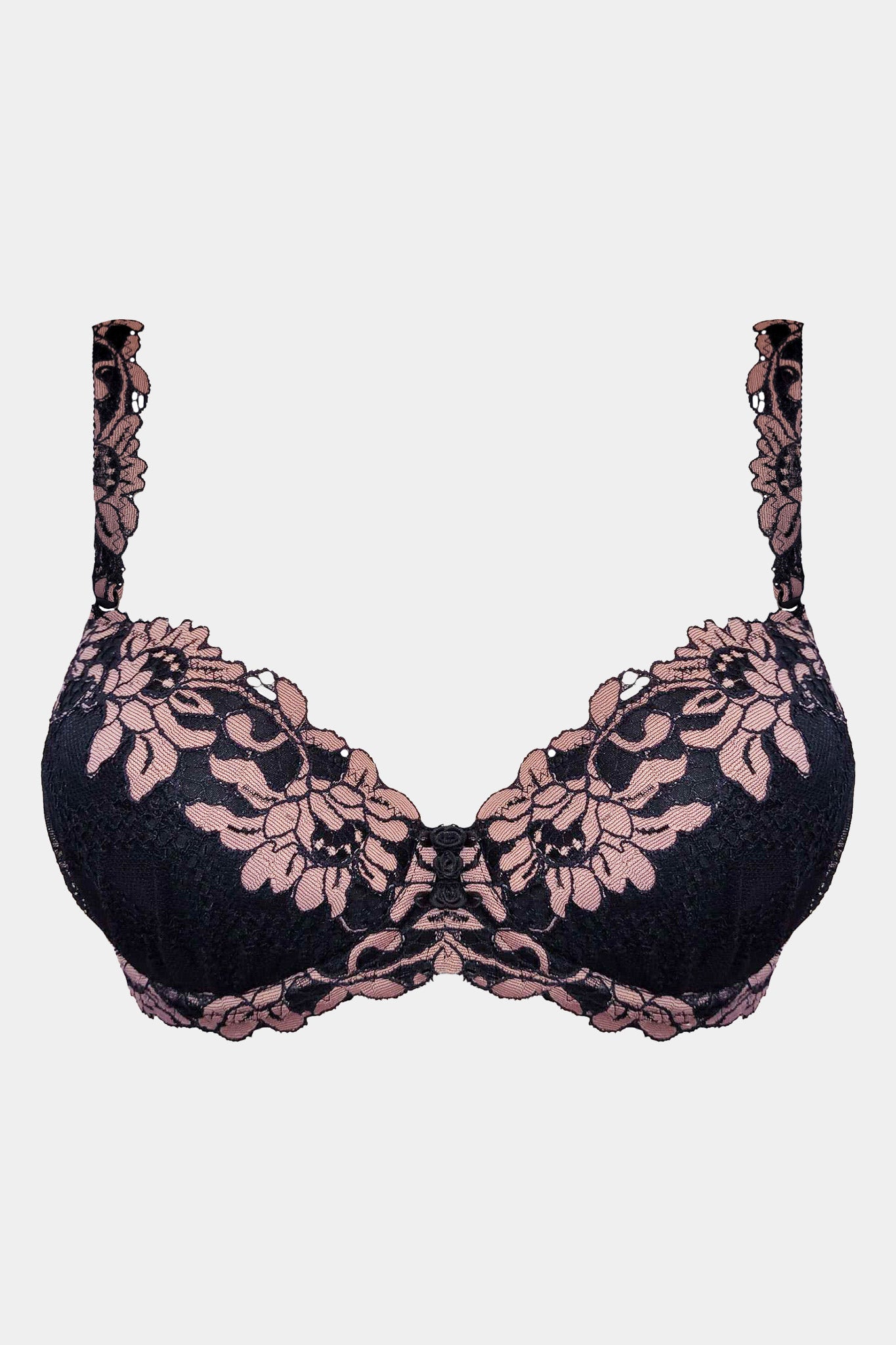 Daniella - Black/Pink - Push-up bra with removable foam pads