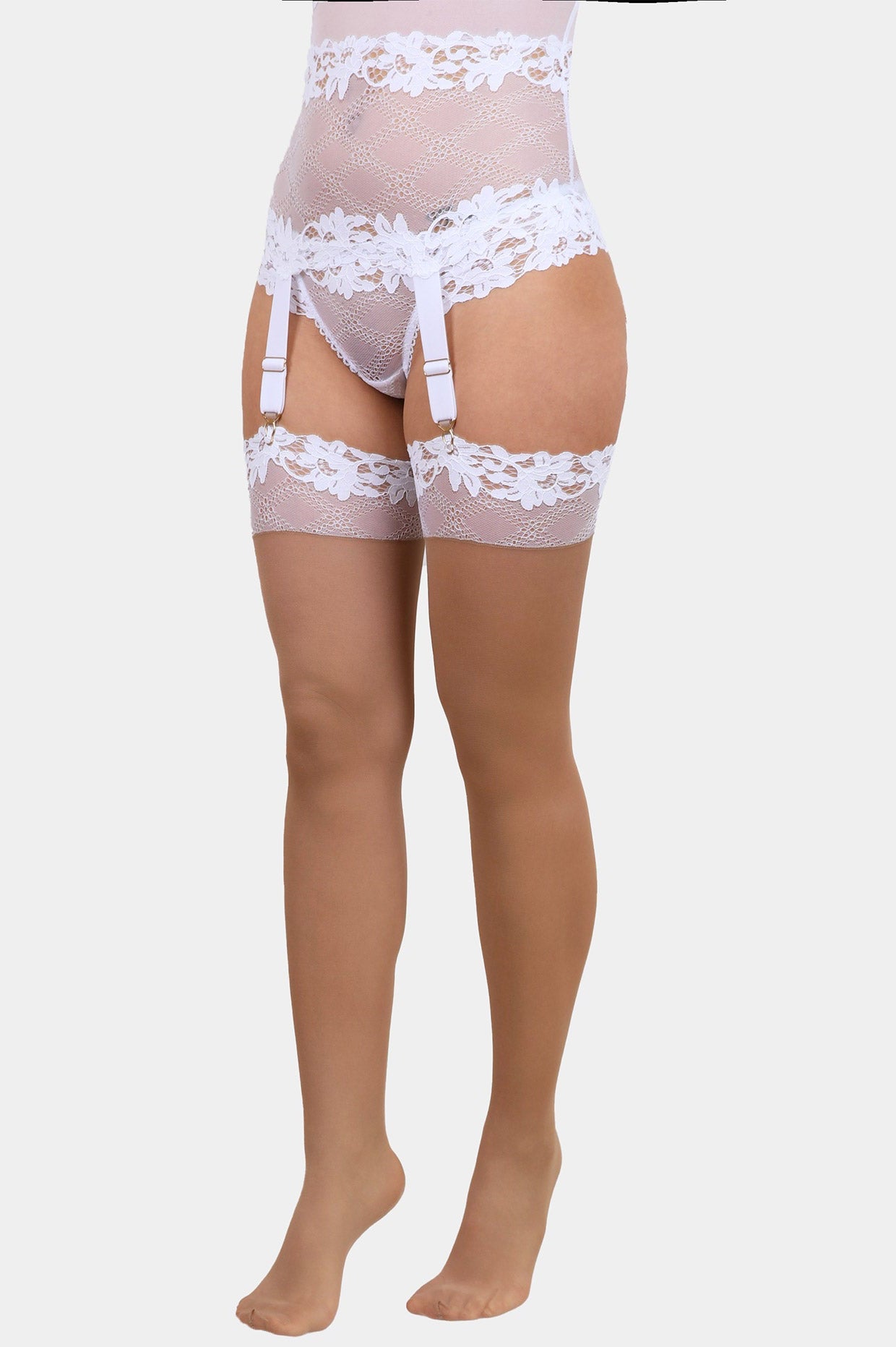 Danielle - White - Stockings from very durable silky mesh