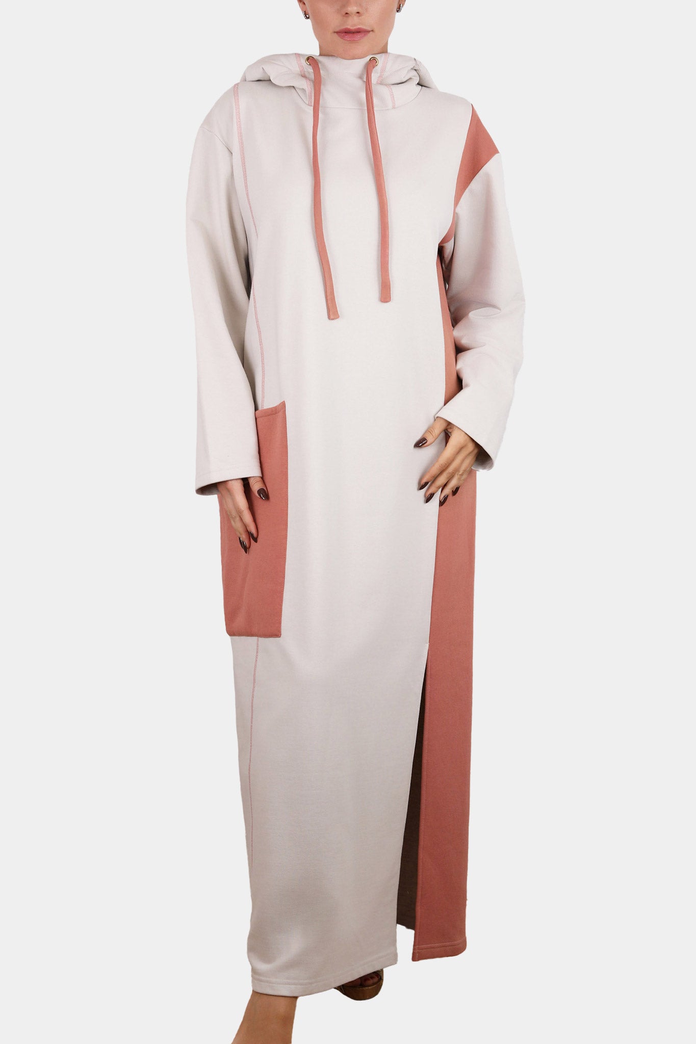 DRESS - HOODY - BEIGE/PINK