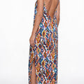 Ocean Blue - Print - Long dress with pockets