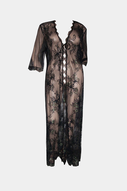 Kimono lang - JACQUELINE - SCHWARZ GRÜN