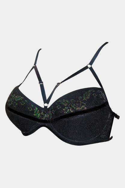 PUSH-UP BRA - JACQUELINE - BLACK GREEN