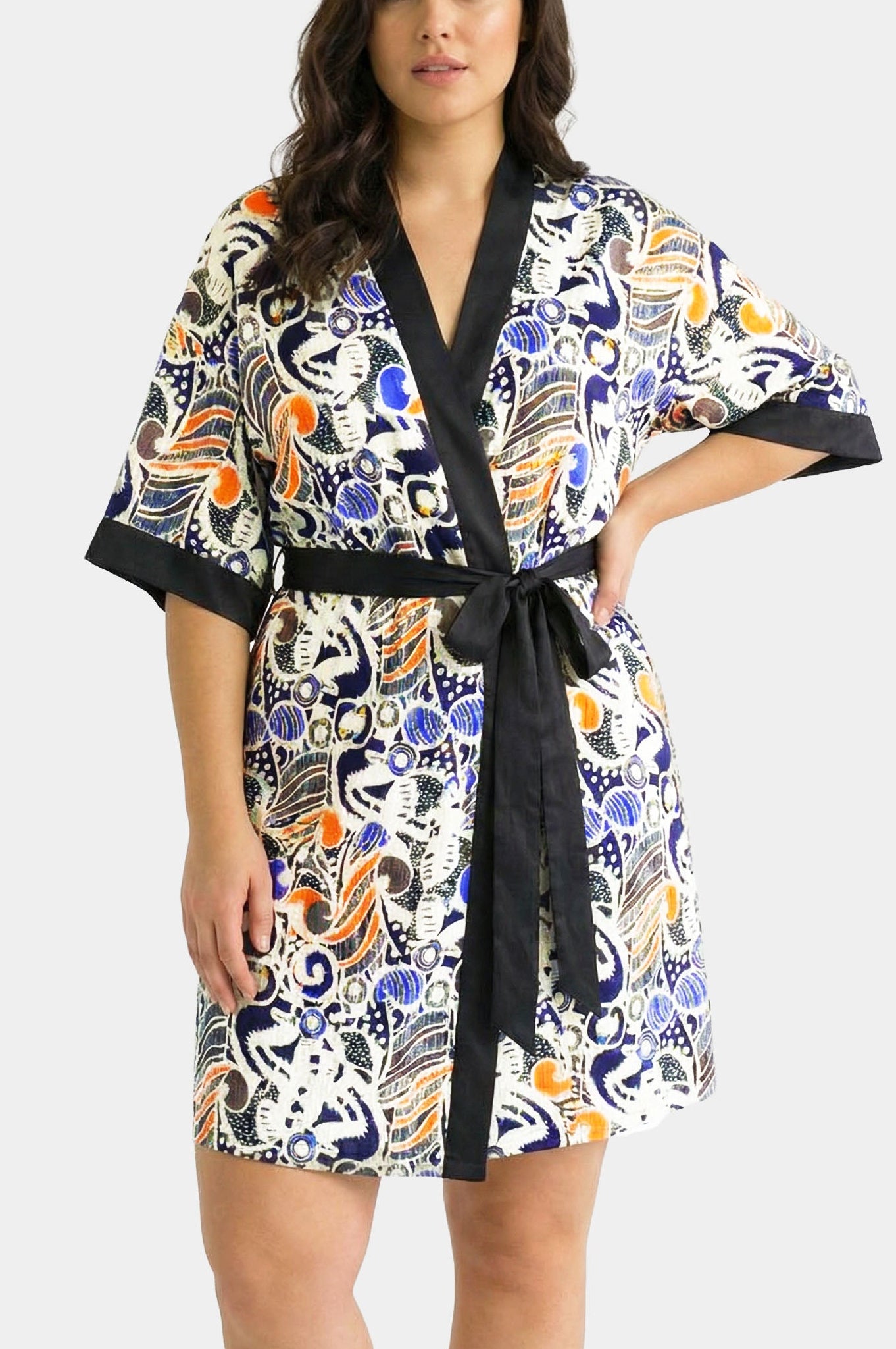 Catrina - Printed Microfiber Kimono Robe – Beach and Spa Cover-Up