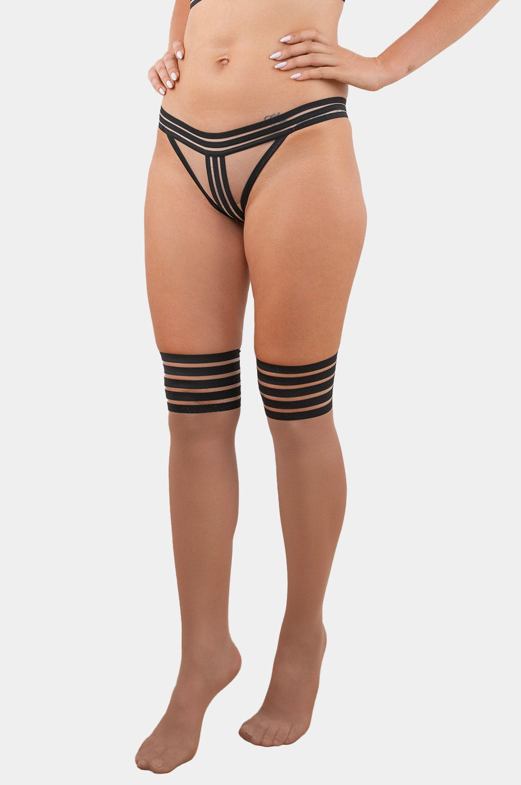 Kylie - Nude/Black - Long socks