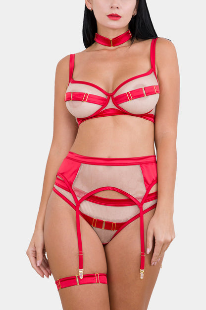 SUSPENDER BELT - ROYAL SAPPHIRE - RED