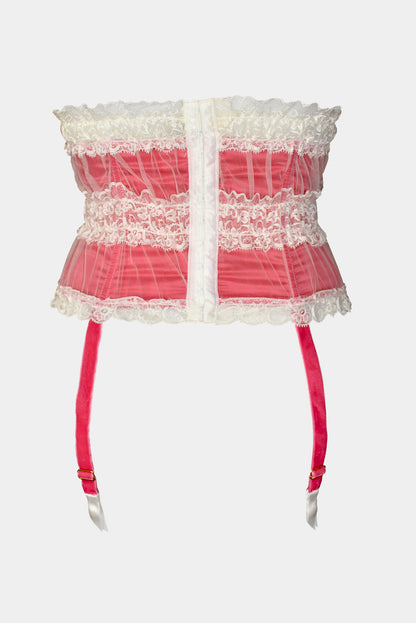 ANDREA - PINK/MILK - SUSPENDER BELT